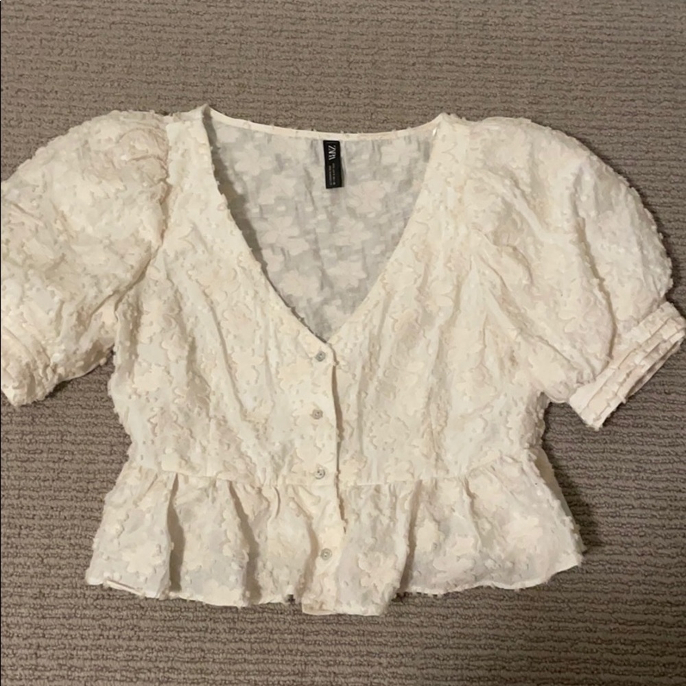 Zara Cropped Puff Sleeve Top
